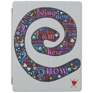 iPad cover with colorful emoji-art sacred spiral