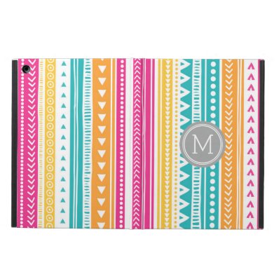 iPad Custom Monogram Pink Teal Orange Tribal Cover For iPad Air