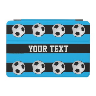 iPad Mini Cover, Blue Striped with Soccer Balls