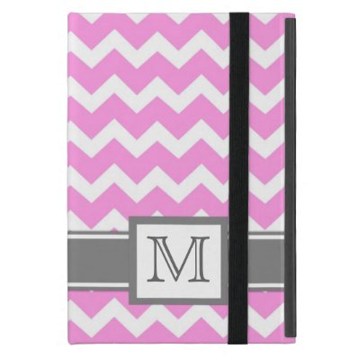 iPad Mini Custom Monogram Grey Pink Chevrons iPad Mini Cases