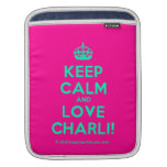 [Crown] keep calm and love charli!  iPad Sleeves
