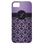 iPhone5 Purple and Black Damask Monogram casemate cases
