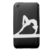 iPhone 3 Gymnast Silhouette White on Black Iphone 3 Cases
