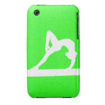 iPhone 3 Gymnast Silhouette White on Green Iphone 3 Case