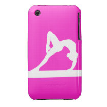 iPhone 3 Gymnast Silhouette White on Pink Iphone 3 Cases