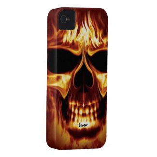Iphone 4 barely there - Skull Face on Fire casematecase