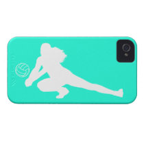 iPhone 4 Case Dig Silhouette White on Turquoise