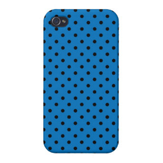 iPhone 4 Case Savvy Black and Blue Polka Dot