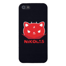 iPhone 5 Case - Devil Cat Nikolas, red in black