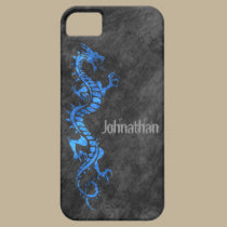 iPhone 5 Case - Grunge Dragon on Black (blue) casemate cases