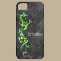 iPhone 5 Case - Grunge Dragon on Black (green) casemate cases