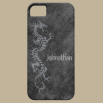 iPhone 5 Case - Grunge Dragon on Black (grey) casemate cases