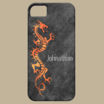 iPhone 5 Case - Grunge Dragon on Black (orange) casemate cases