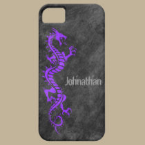 iPhone 5 Case - Grunge Dragon on Black (purple) casemate cases