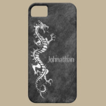 iPhone 5 Case - Grunge Dragon on Black (white) casemate cases