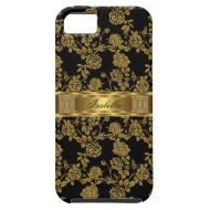 iPhone 5 Elegant Classy Black Gold Damask Floral iPhone 5 Covers