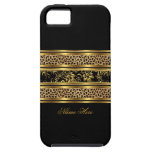iPhone 5 Elegant Classy Gold Black Leopard Floral iPhone 5 Case