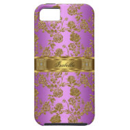 iPhone 5 Elegant Classy Lilac Gold Damask Floral iPhone 5 Cases