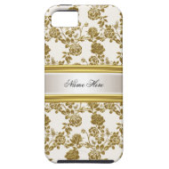 iPhone 5 Elegant Cream Gold Damask Floral iPhone 5 Covers