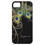 IPhone 5 Modern Peacock Feathers Gold Swirl Name iPhone 5 Cases
