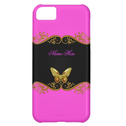 iPhone 5 Pink Gold Black White Butterfly iPhone 5C Case