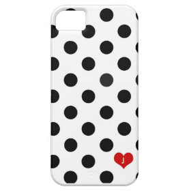 Iphone 5 Polka Dot Black & White Dotted Heart Case iPhone 5 Covers