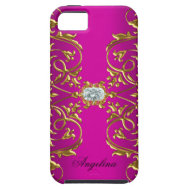 iPhone 5 Regal Elegant Hot Pink Gold Floral iPhone 5 Covers