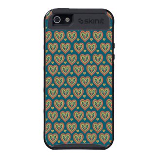 iPhone 5 Skinit Case, Red Hearts on Dark Teal