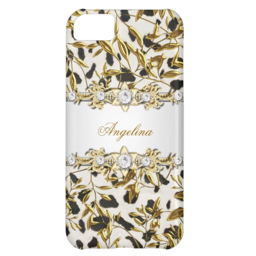 iPhone 5 Wild White Gold Diamond Jewel Image Cover For iPhone 5C