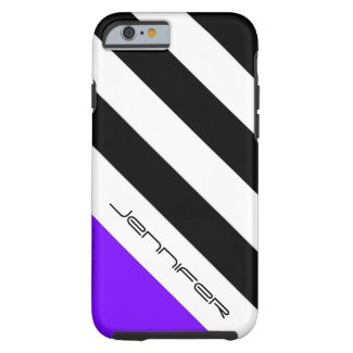 iPhone 6 Case Black, White, Purple Diagonal Stripe