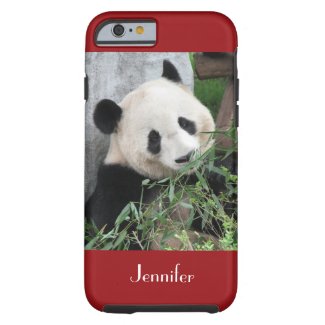 iPhone 6 Case Giant Panda Dark Red Background