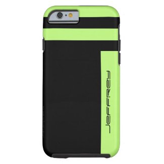 iPhone 6 Case Neon Green & Black Two Way Stripe