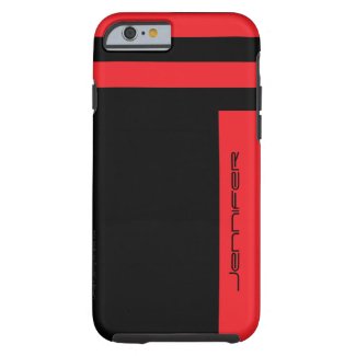 iPhone 6 Case Red Black Two Way Stripe