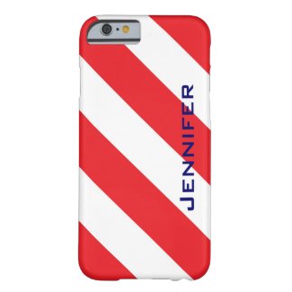 iPhone 6 Case, Red & White Stripe, Personalized
