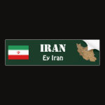 Iran Flag Map Text Bumper Sticker