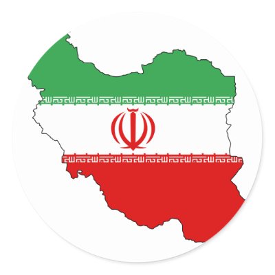 Iran flag map round stickers