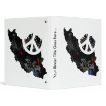 Iran Trendy Peace Sign with Irani map 3 Ring Binder