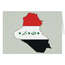 Iraq Flag Map full size Greeting Cards