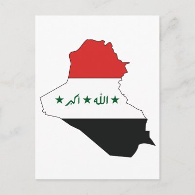 Iraq flag map postcard by