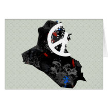 Iraq Trendy Peace Sign with Iraqi map Greeting Cards