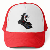 Iraq Trendy Peace Sign with Iraqi map Trucker Hats