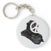 Iraq Trendy Peace Sign with Iraqi map Key Chain