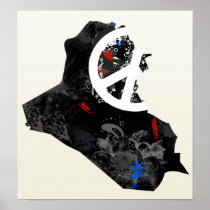 Iraq Trendy Peace Sign with Iraqi map Print