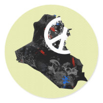 Iraq Trendy Peace Sign with Iraqi map Round Sticker