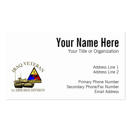 Iraq Vet - 1st AD Business Cards (front side)