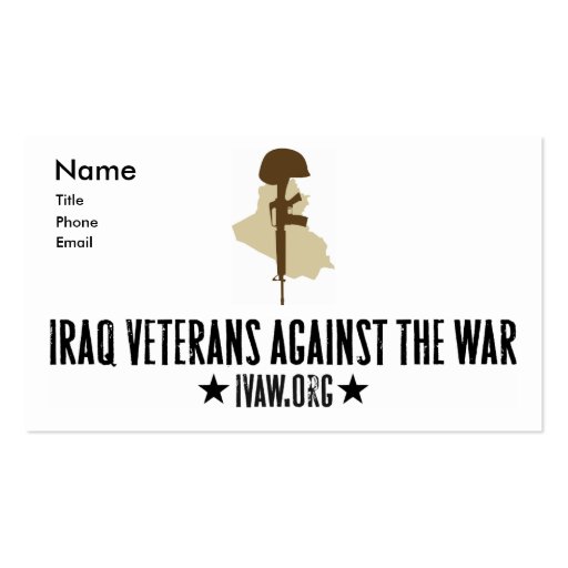 Iraq Veterans Against the War Business Cards (front side)