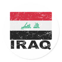 Iraq Vintage Flag Round Stickers