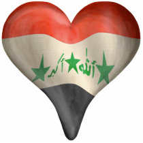 Iraqi Flag In A Heart Photo Sculptures