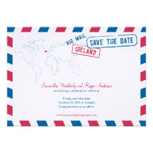 Ireland Air Mail Wedding Save The Date Personalized Invitations