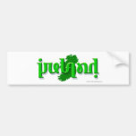 'Ireland' ambigram on a silhouette of Ireland Bumper Sticker